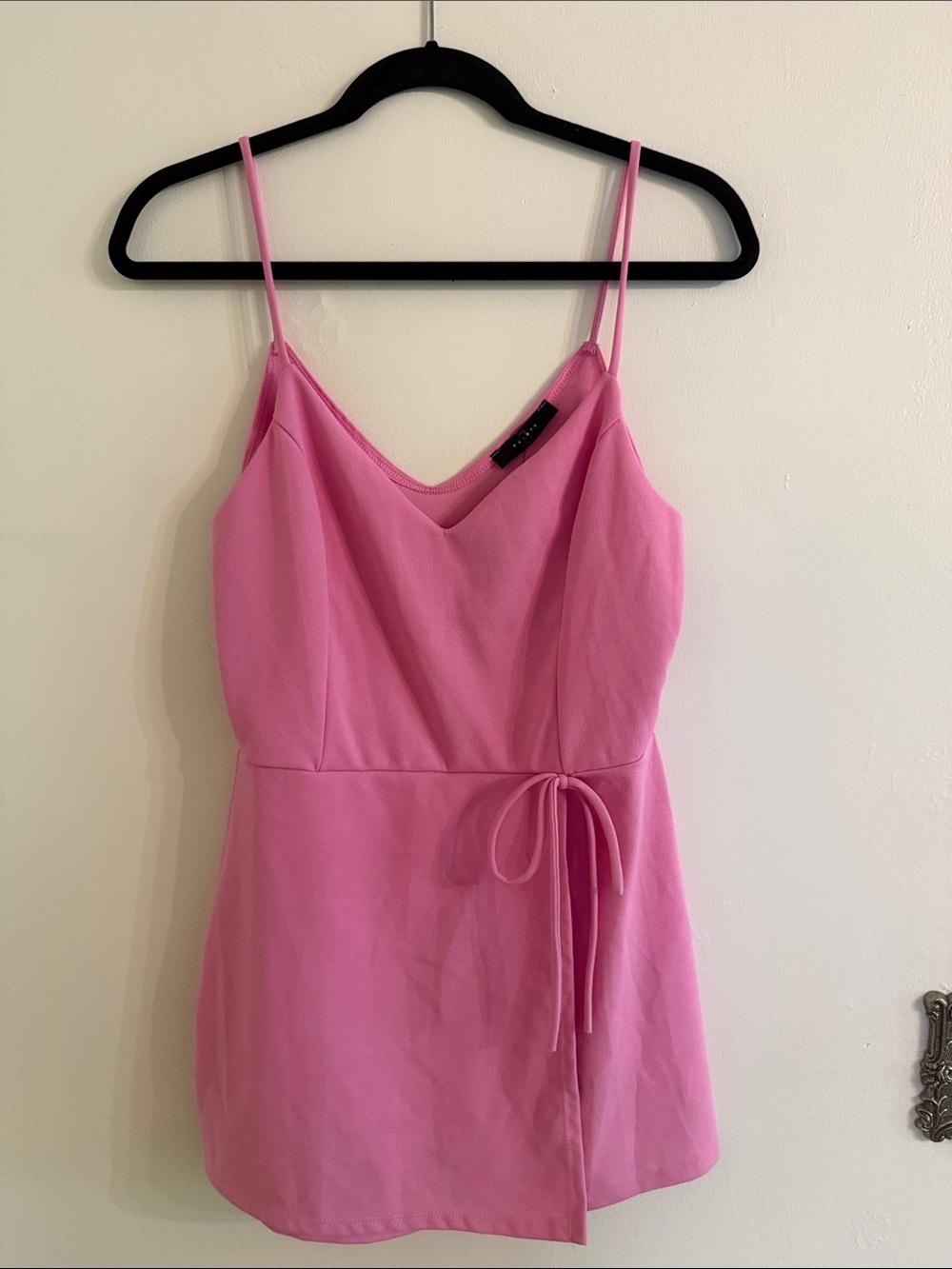 Pink Tie-Waist Romper Skort with Spaghetti Straps Size Large
